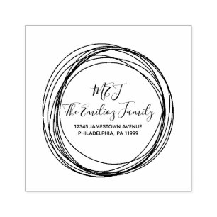 Bold Script Ring Family Monogrammed Name Address Rubber Stamp