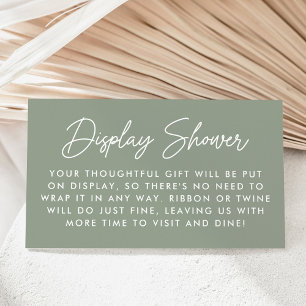Bold Script Sage Green Baby Shower Display Shower Enclosure Card