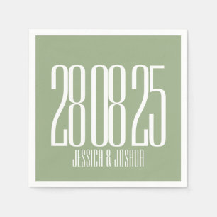 Bold Script Sage Green White Ultra Modern Wedding  Napkin