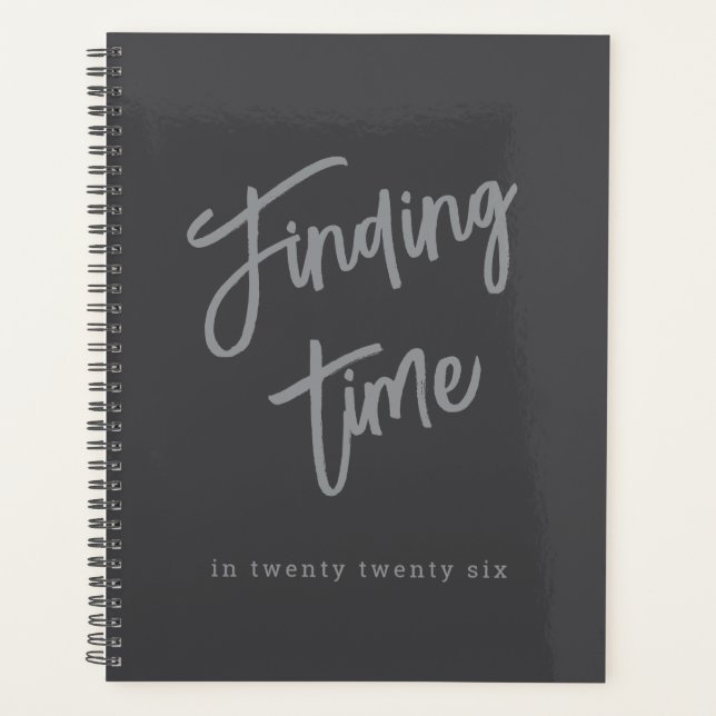 Bold Script Typography Grey Custom Planner (Front)