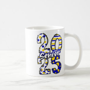 Bold Senior 2025 Polka Dot Stripes Graduation Styl Coffee Mug