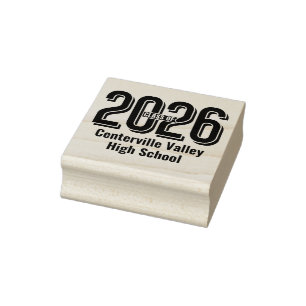 Bold Shadowed Numbers Class of 2026 Rubber Stamp