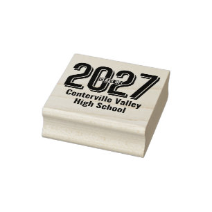 Bold Shadowed Numbers Class of 2027 Rubber Stamp