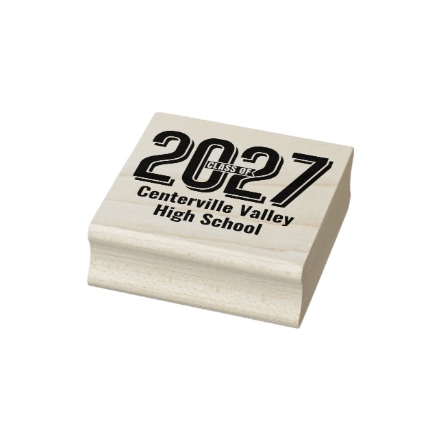 Bold Shadowed Numbers Class of 2027 Rubber Stamp (Stamp)