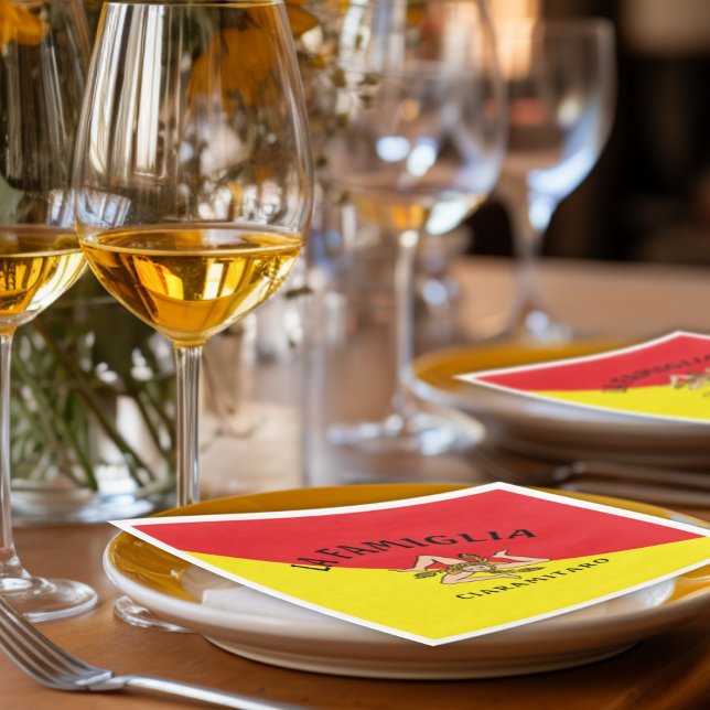Bold Sicily Sicilian Flag  Red and Yellow Napkin (Flag of Sicily Sicilian Flag Personalized Family Dinner Napkin
Tovagliolo Con Bandiera Siciliana )