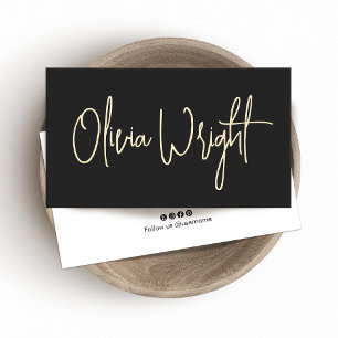 Bold Signature Script, Professional Black on Black Business Card