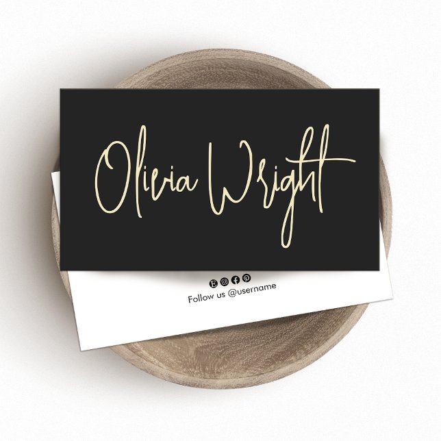 Bold Signature Script, Professional Black on Black Business Card (Creator Uploaded)