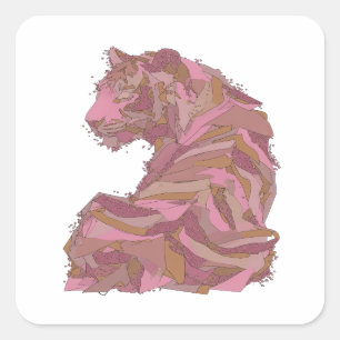 Bold Silver Abstract Vinyl Style Square Sticker