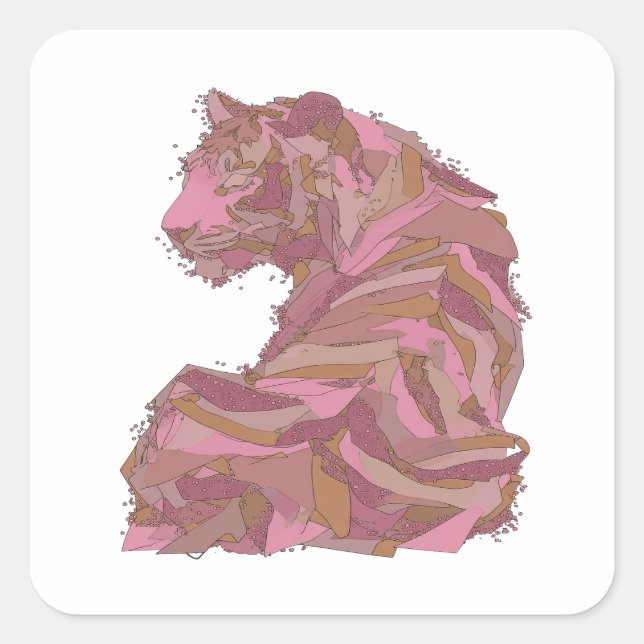 Bold Silver Abstract Vinyl Style Square Sticker (Front)