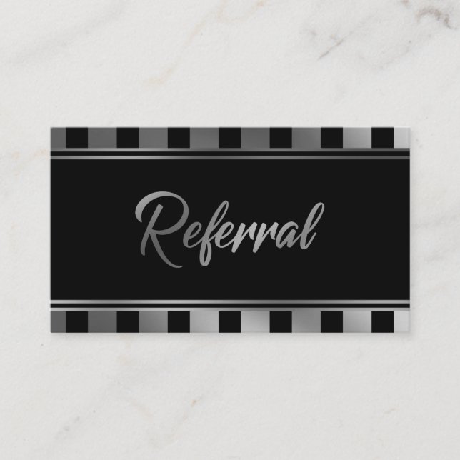 Bold Silver and Black Typography Referral Cards (Front)