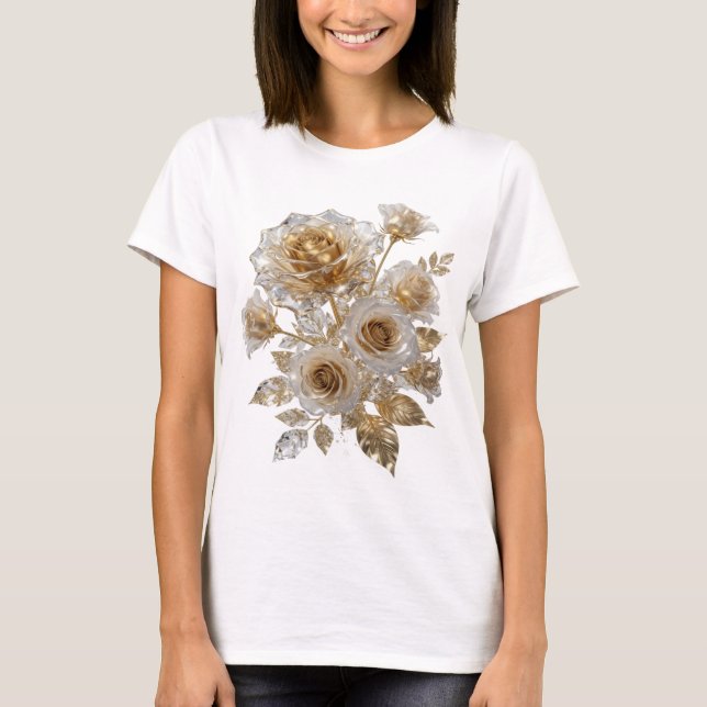 Bold Silver GOLDEN ROSES Slogan Tee (Front)