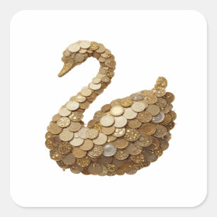 Bold Silver GOLDEN SWAN Sticker Art