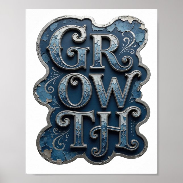 Bold Silver GROWTH Modern Design Poster (Front)