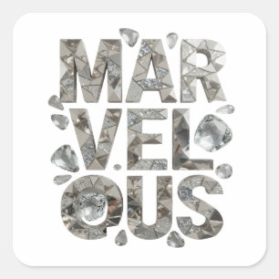 Bold Silver MARVELOUS Vinyl Style Square Sticker