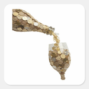 Bold Silver MONEY IS POURED FROM Sticker Art