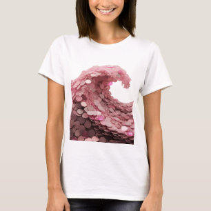 Bold Silver PINK COIN WAVE Modern Design T-Shirt