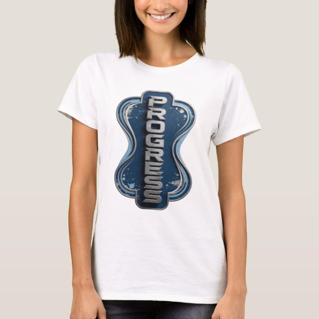 Bold Silver PROGRESS Print T-Shirt (Front)