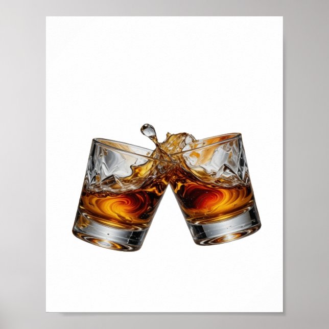 Bold Silver WHISKY SPLASH Poster (Front)