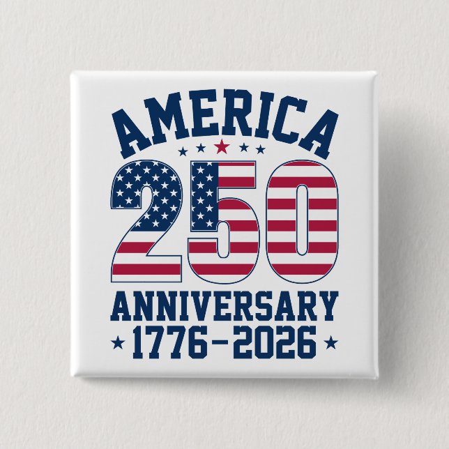 Bold Simple America 250 Anniversary Red and Blue 15 Cm Square Badge (Front)