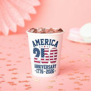 Bold Simple America 250 Anniversary Red and Blue Paper Cups