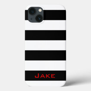 Bold Simple Black and White Stripes iPhone 13 Case