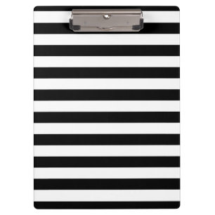 Bold Simple Black and White Stripes Clipboard