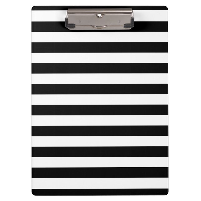 Bold Simple Black and White Stripes Clipboard (Front)