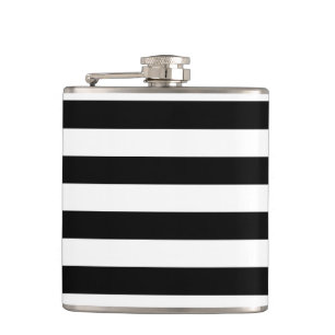 Bold Simple Black and White Stripes Hip Flask
