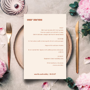 Bold Simple Boho Rust Simple Custom Wedding Menu