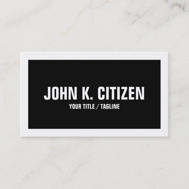 Bold Simple Business Card - black and white (Front)