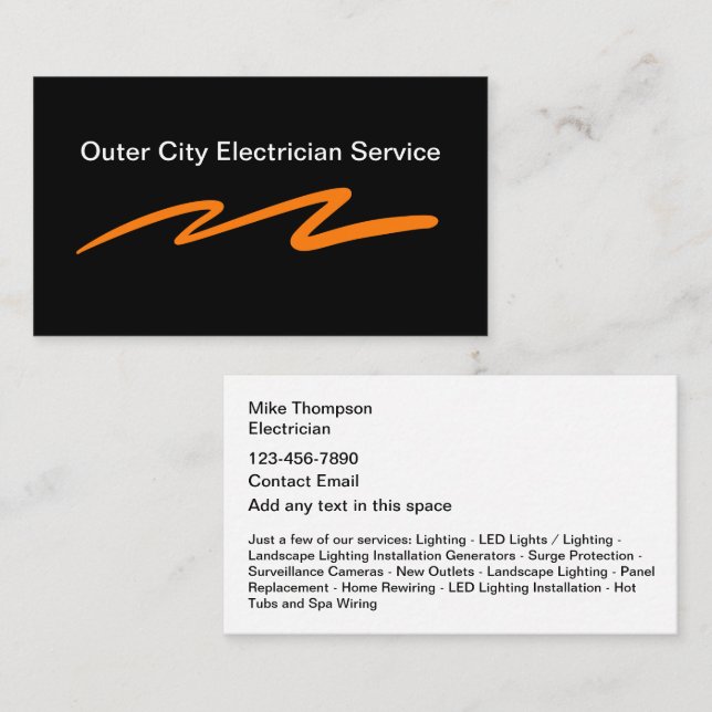Bold Simple Electrician Business Cards (Front/Back)