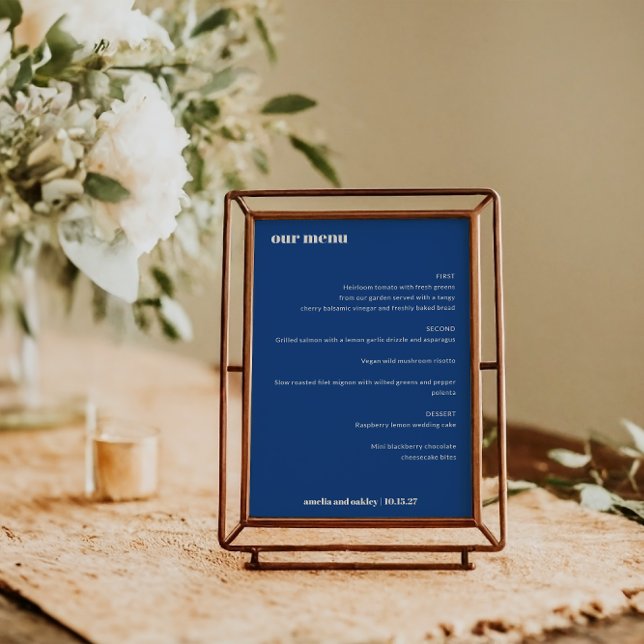 Bold Simple French Blue Simple Custom Wedding Menu (Creator Uploaded)