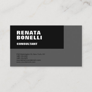 Bold Simple Grey Black Modern Minimalist Business Card