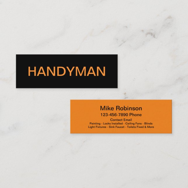Bold Simple Handyman Business Calling Cards (Front/Back)