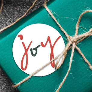 Bold Simple Joy Red Green Classic Round Sticker