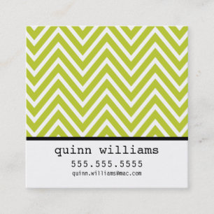 BOLD SIMPLE MODERN chevron pattern preppy lime Square Business Card