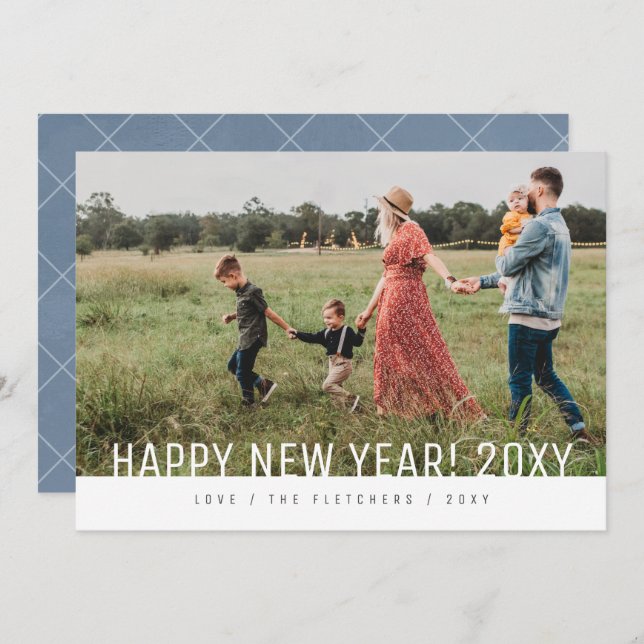 Bold Simple Modern Happy New Year Holiday Card (Front/Back)