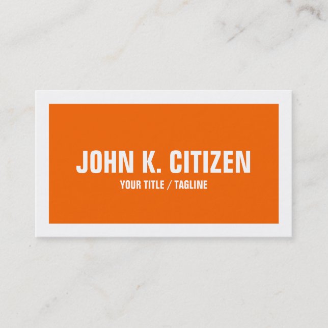 Bold Simple Orange and White Border Business Card (Front)