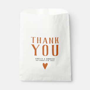 Bold Simple Orange Heart Wedding Favour Bag