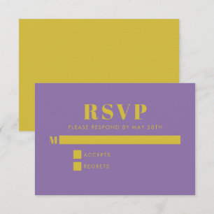 Bold Simple Purple and Yellow Modern Wedding RSVP Card
