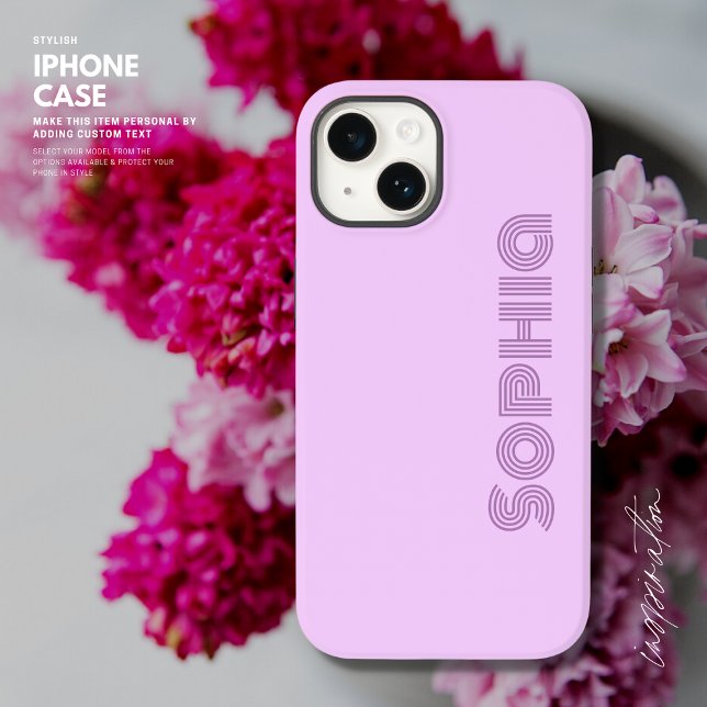 Bold Simple Retro Lilac Lavender Monogram Name Case-Mate iPhone Case (Creator Uploaded)