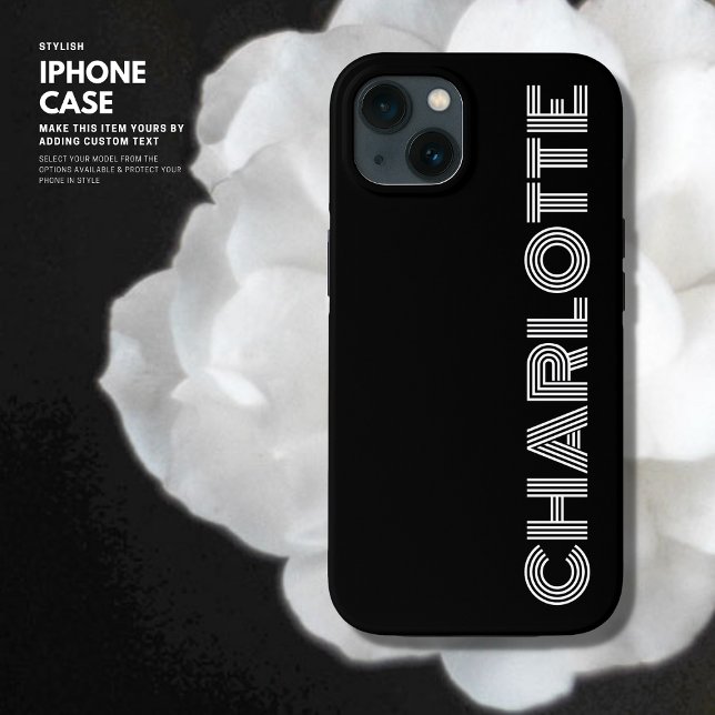 Bold Simple Trendy Black and White Personalised Case-Mate iPhone Case (Creator Uploaded)