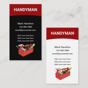 Bold Simple Vertical Handyman Business Cards 