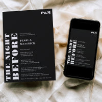 Bold simple white black wedding rehearsal dinner