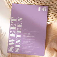 Bold simple white lavender sweet 16 birthday