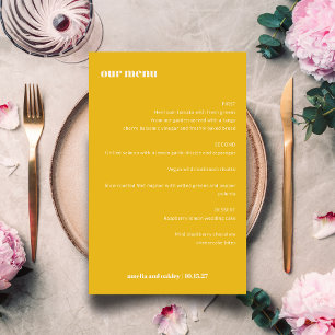 Bold Simple Yellow Simple Custom Wedding Menu