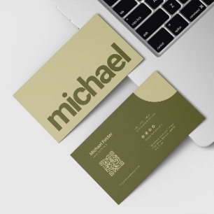 Bold Simplicity Sage Green Scannable Qrcode Business Card
