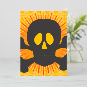 Bold Skull and Crossbones with Orange Burst Invitation