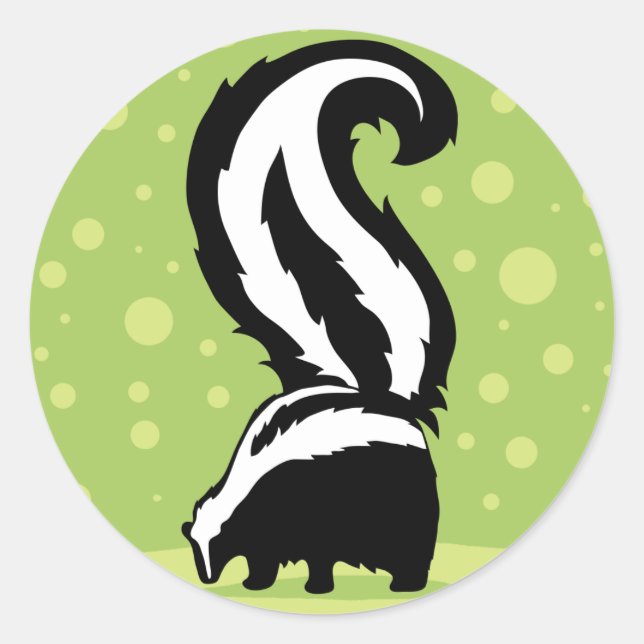 Bold Skunk Illustration With Green Dots Classic Round Sticker (Front)