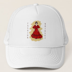 Bold Sleeves and Red Fashion Drama Design Trucker Hat